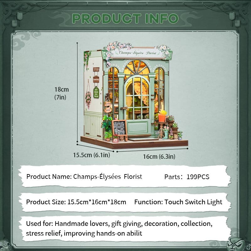 Miniature House Model Kit Champs-Élysées Florist 18 x 16 cm  
