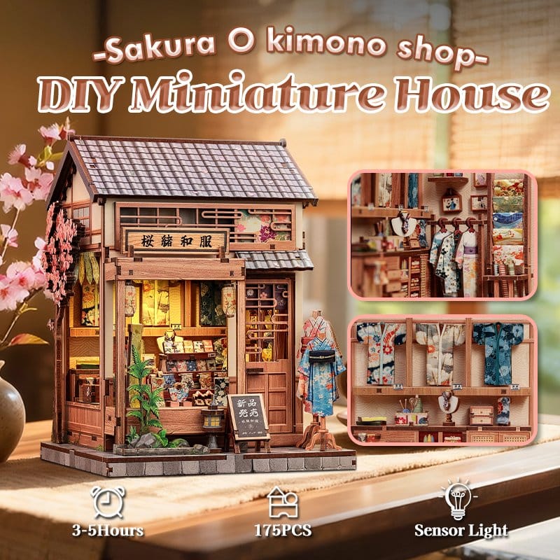 Miniature House Model Kit Sakura O Kimono Shop 19 x 14 cm  