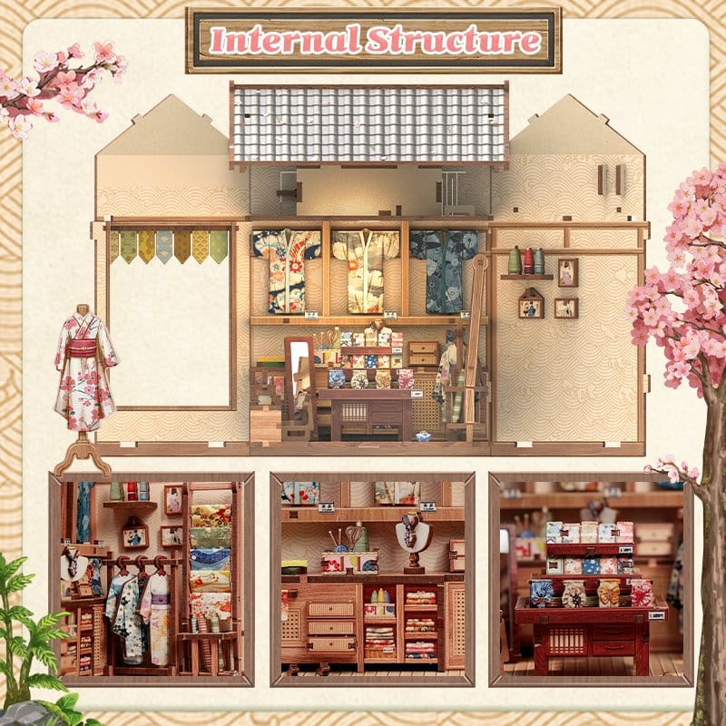 Miniature House Model Kit Sakura O Kimono Shop 19 x 14 cm  