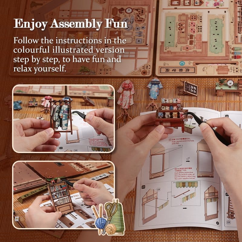 Miniature House Model Kit Sakura O Kimono Shop 19 x 14 cm  