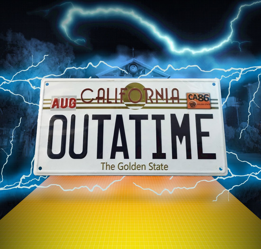 Zurück in die Zukunft Blech­schild ´Outatime´ DeLorean Nummernschild