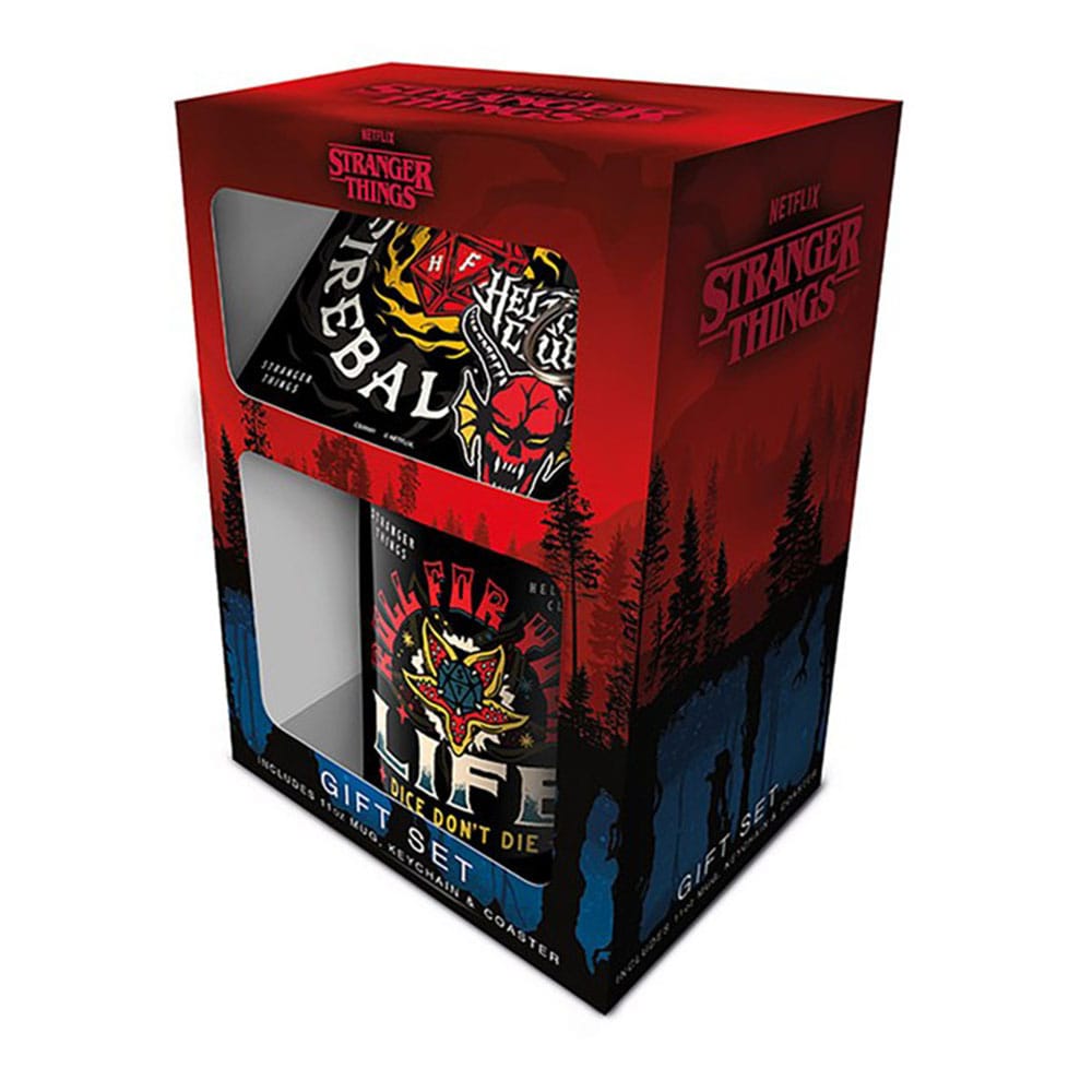 Stranger Things Mug, Coaster, and Keychain Set Hellfire