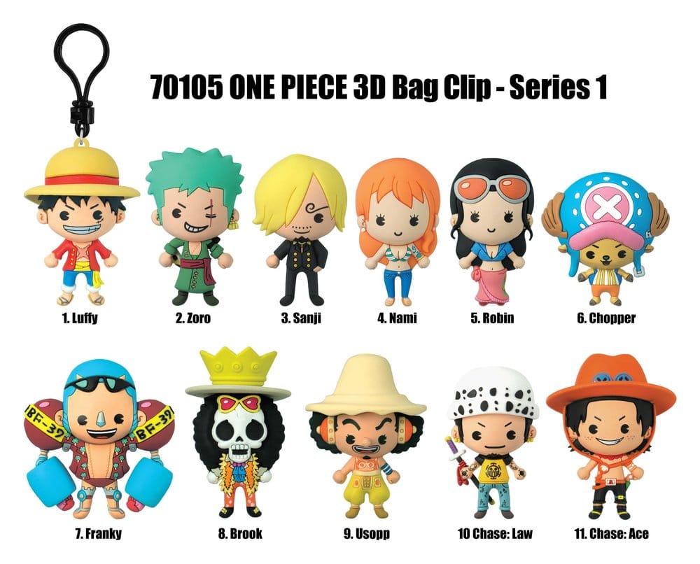 One Piece 3D PVC Keychain Series 1 Display (24)