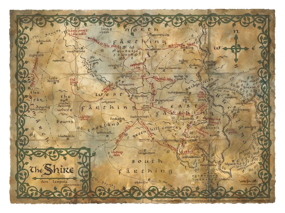 The Hobbit Art Print: Map of the Shire, 74 x 54 cm