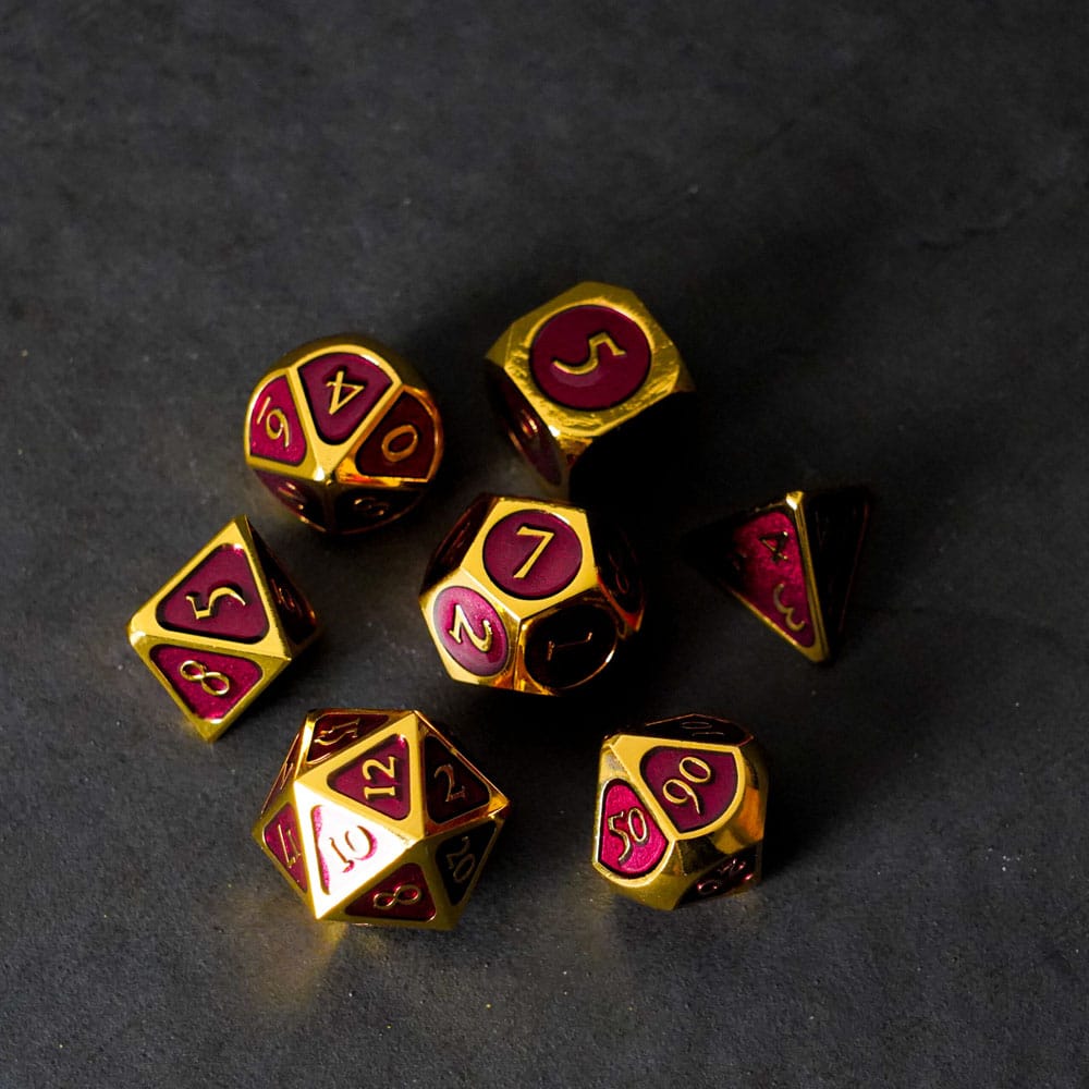 FanRoll Würfel Set Gold with Purple Enamel (7)