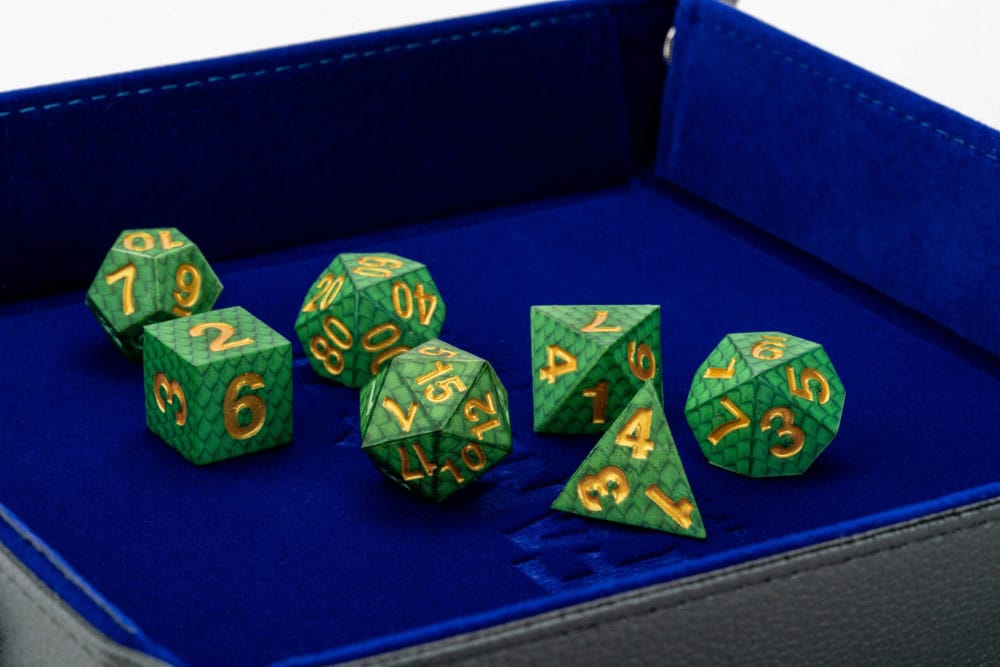 Dragon Storm Sharp Edge Silicone Würfel Set Green Dragon Scales (7)