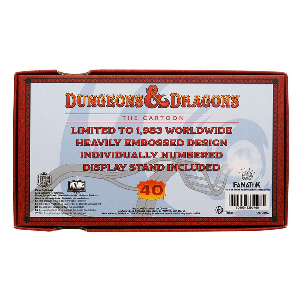 Dungeons & Dragons: The Cartoon Replik 40th Anniversary Rollercoaster Ticket Limited Edition