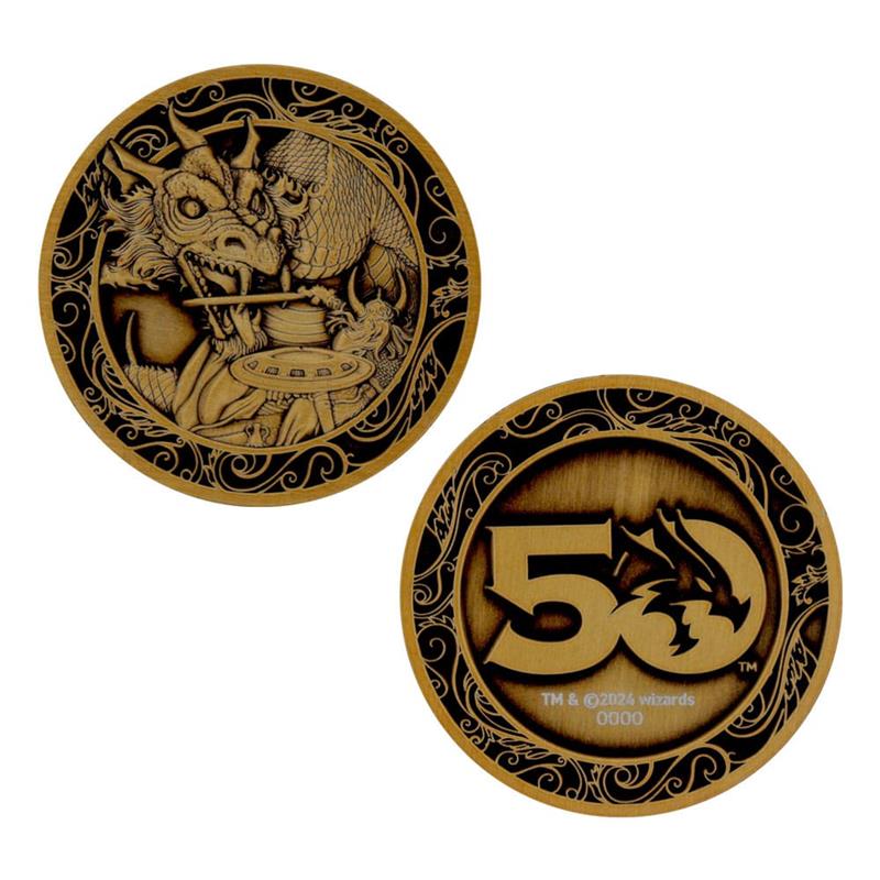 Dungeons & Dragons Sammelmünze 50th Anniversary Antique Gold Edition 4 cm