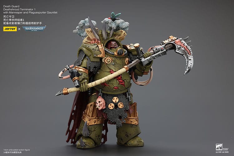 Warhammer 40k Actionfigur 1/18 Death Guard Deathshroud Terminator 1 with Manreaper and Plaguespurter Gauntlet 14 cm