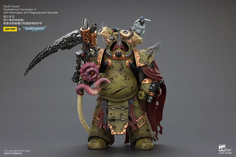 Warhammer 40k Actionfigur 1/18 Death Guard Deathshroud Terminator 2 with Manreaper and Plaguespurter Gauntlet 14 cm
