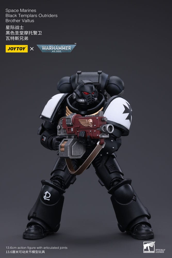 Warhammer 40k Actionfigur 1/18 Space Marines Black Templars Outriders Brother Valtus 14 cm