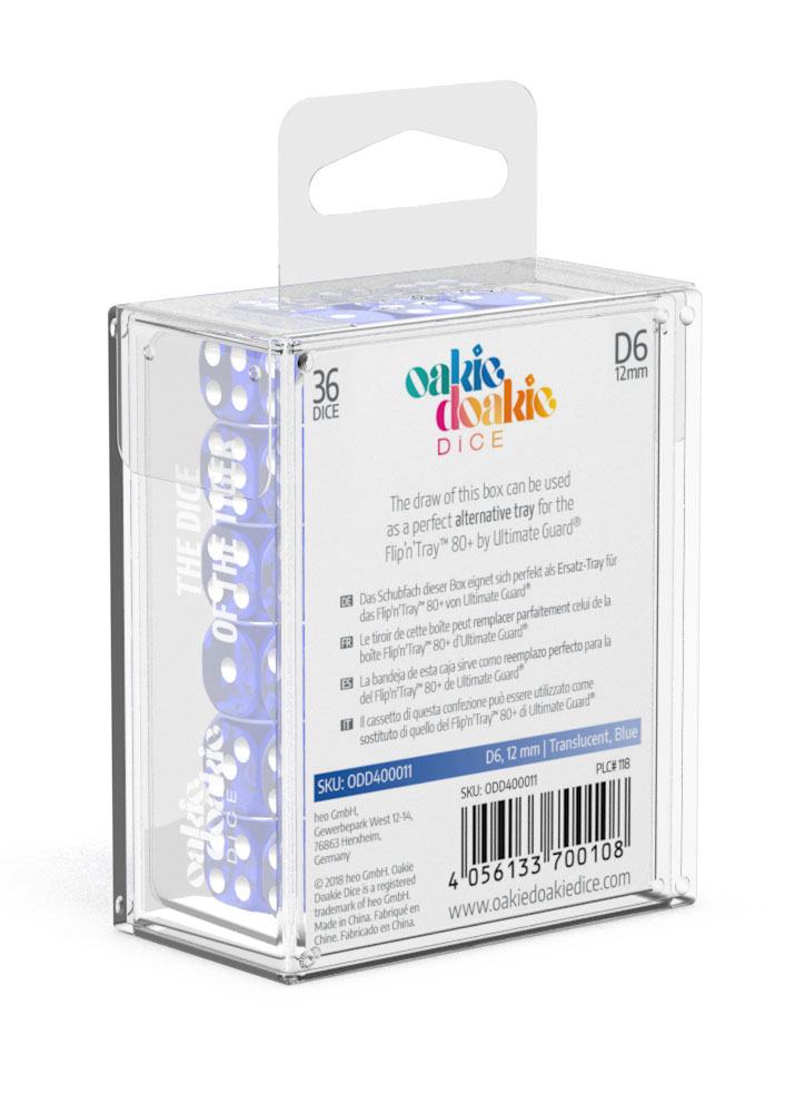 Oakie Doakie Dice W6 Würfel 12 mm Translucent - Blau (36)