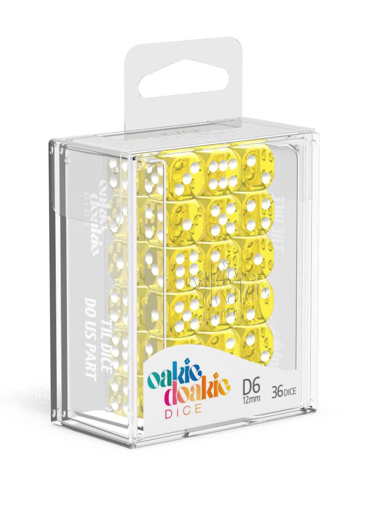 Oakie Doakie Dice D6 Dice 12 mm Translucent - Yellow (36)