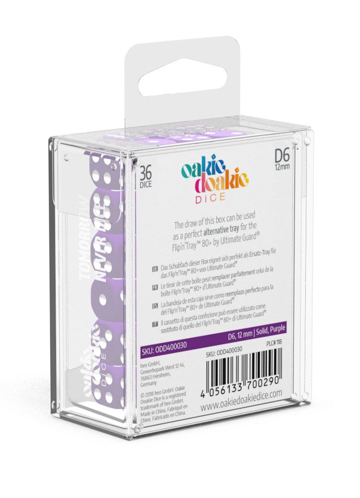Oakie Doakie Dice W6 Würfel 12 mm Solid - Lila (36)
