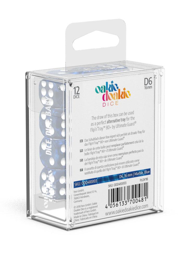 Oakie Doakie Dice D6 Dice 16 mm Marble - Blue (12)