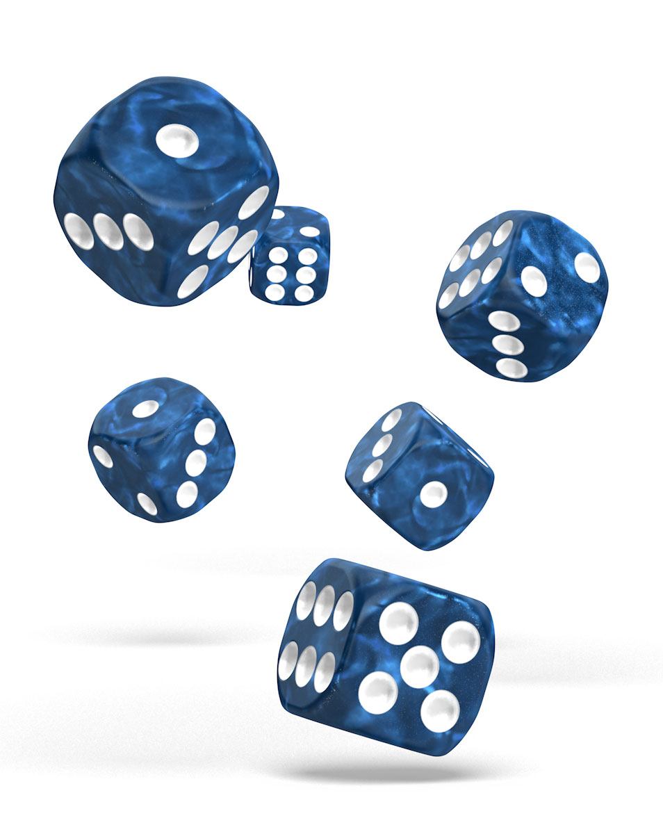 Oakie Doakie Dice D6 Dice 16 mm Marble - Blue (12)