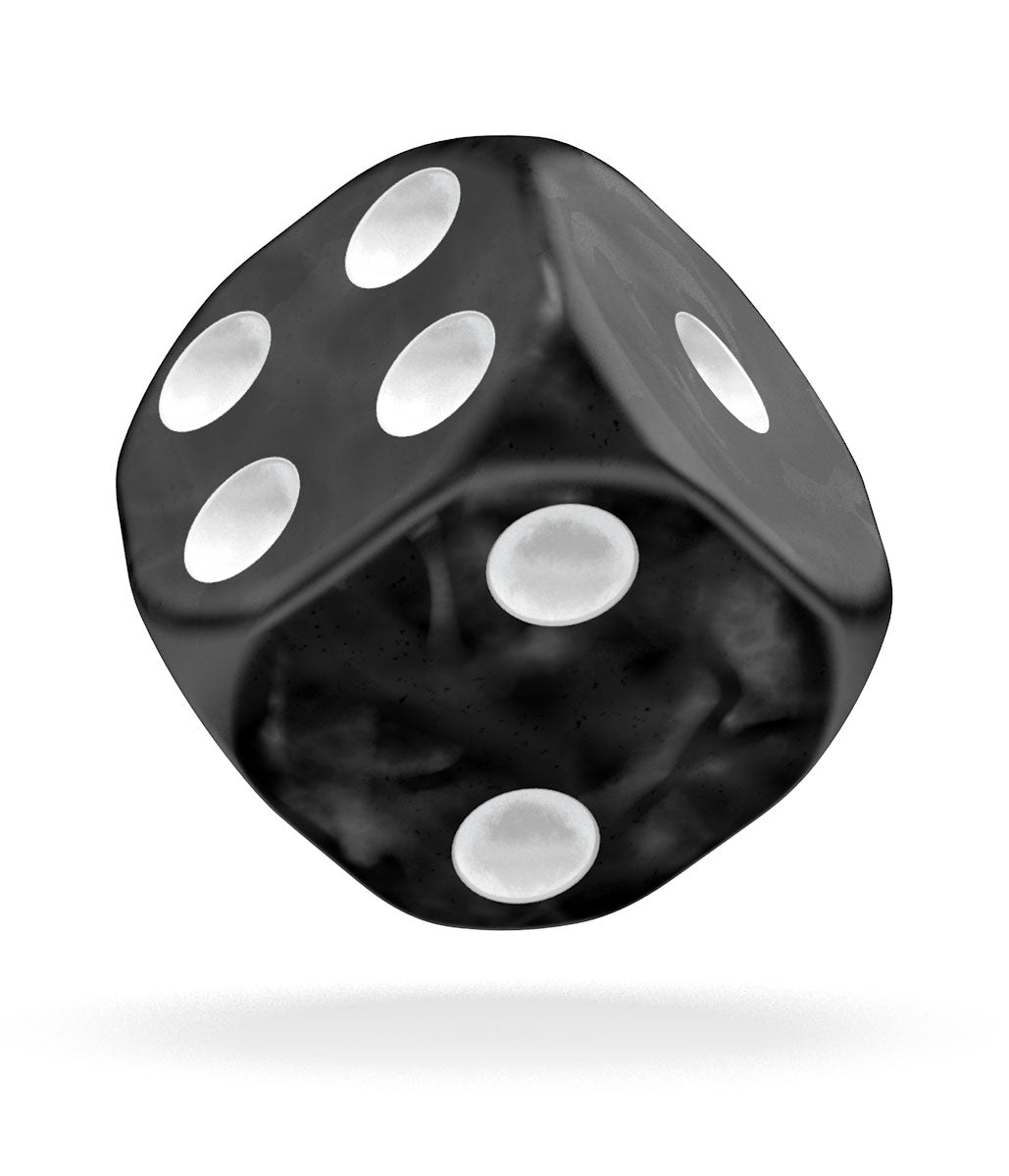 Oakie Doakie Dice W6 Würfel 16 mm Marble - Schwarz (12)