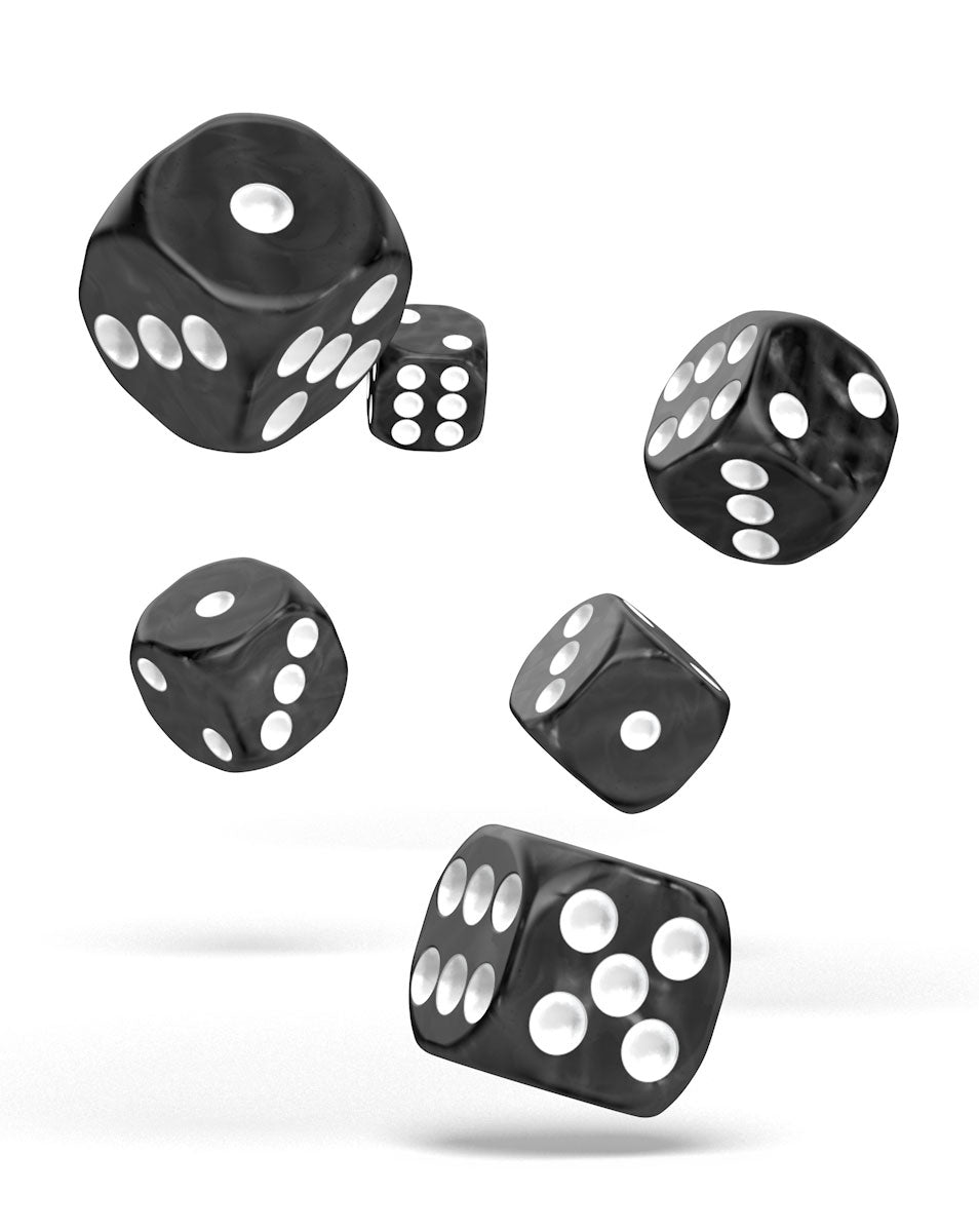 Oakie Doakie Dice D6 Dice 16 mm Marble - Black (12)