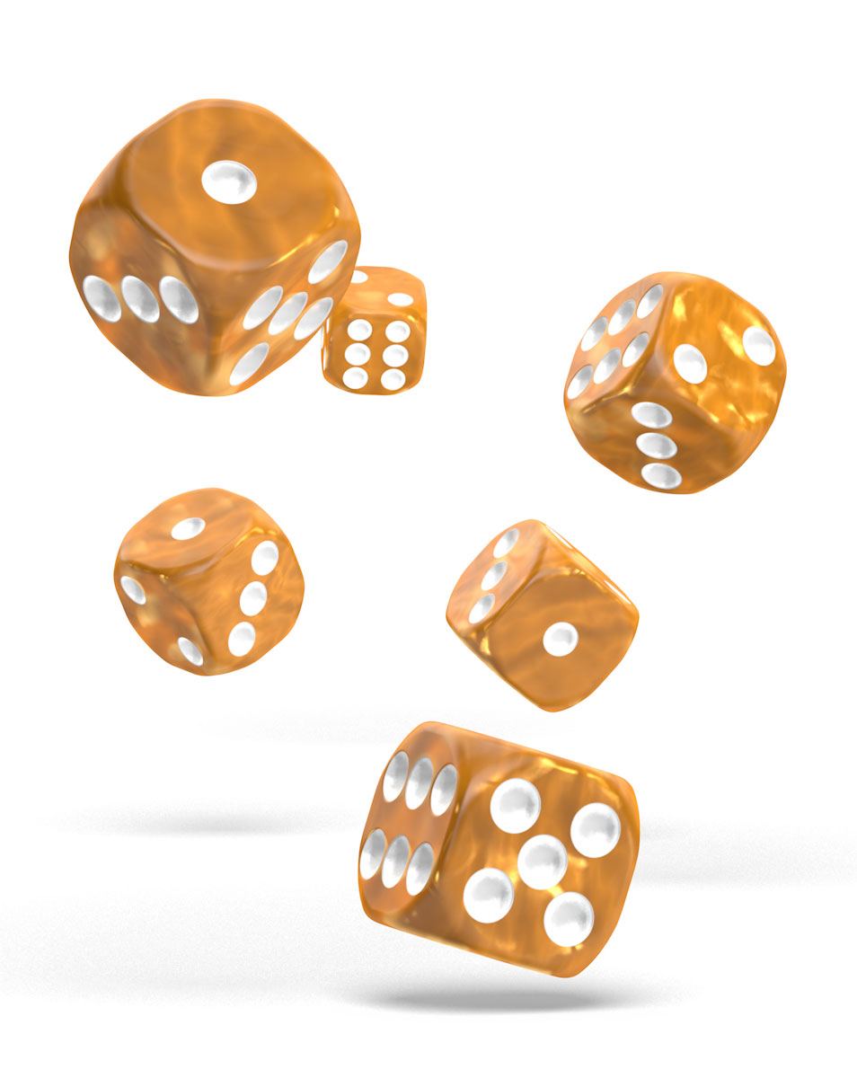 Oakie Doakie Dice W6 Würfel 16 mm Marble - Orange (12)