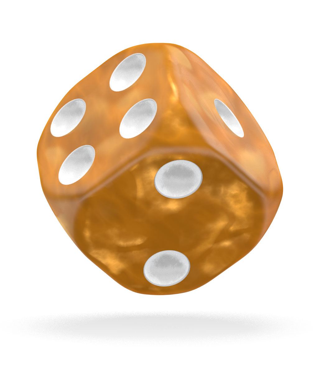 Oakie Doakie Dice W6 Würfel 16 mm Marble - Orange (12)