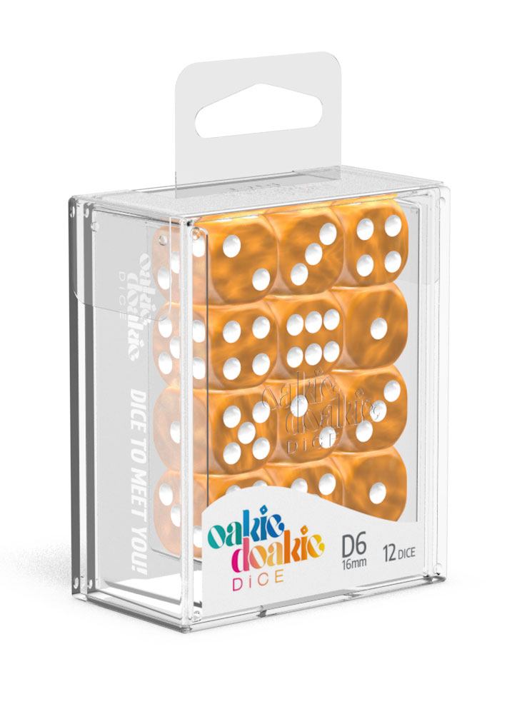 Oakie Doakie Dice W6 Würfel 16 mm Marble - Orange (12)