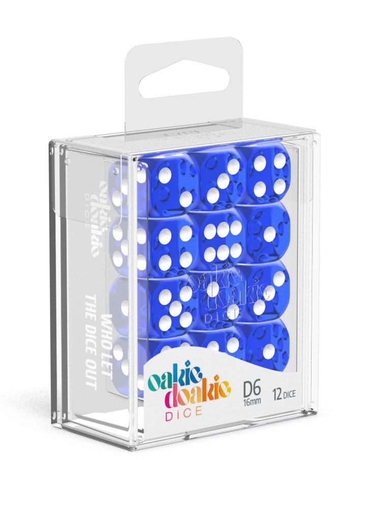 Oakie Doakie Dice W6 Würfel 16 mm Translucent - Blau (12)