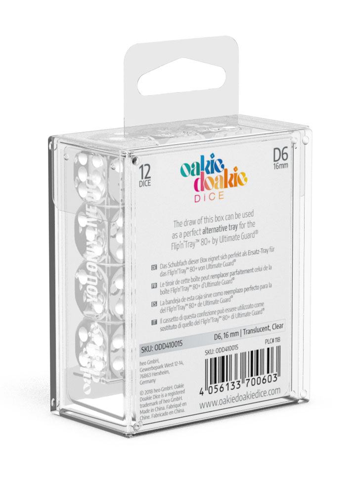 Oakie Doakie Dice W6 Würfel 16 mm Translucent - Klar (12)