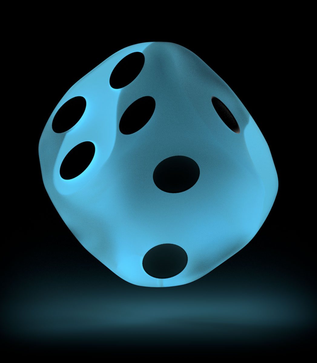 Oakie Doakie Dice D6 Dice 16 mm Glow in the Dark - Arctic (12)