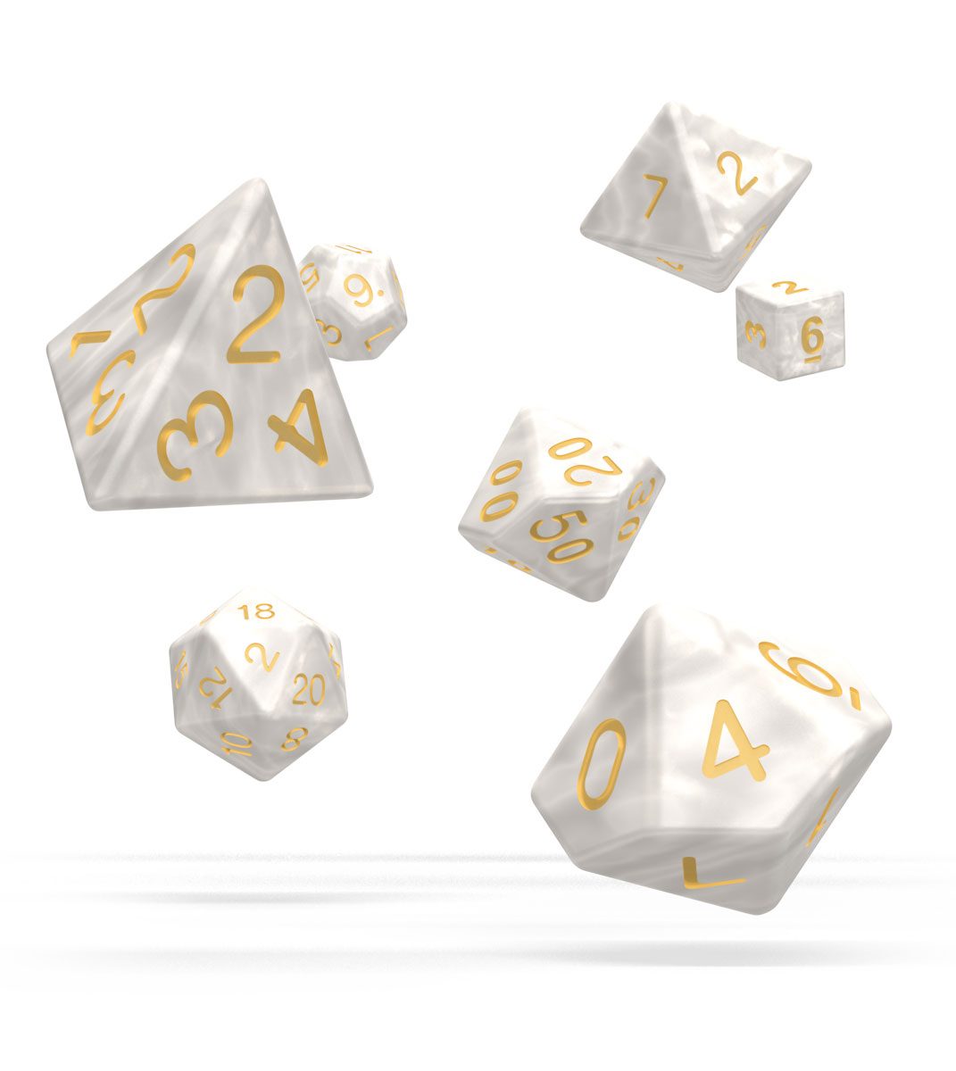 Oakie Doakie Dice Würfel RPG-Set Marble - Weiß (7)