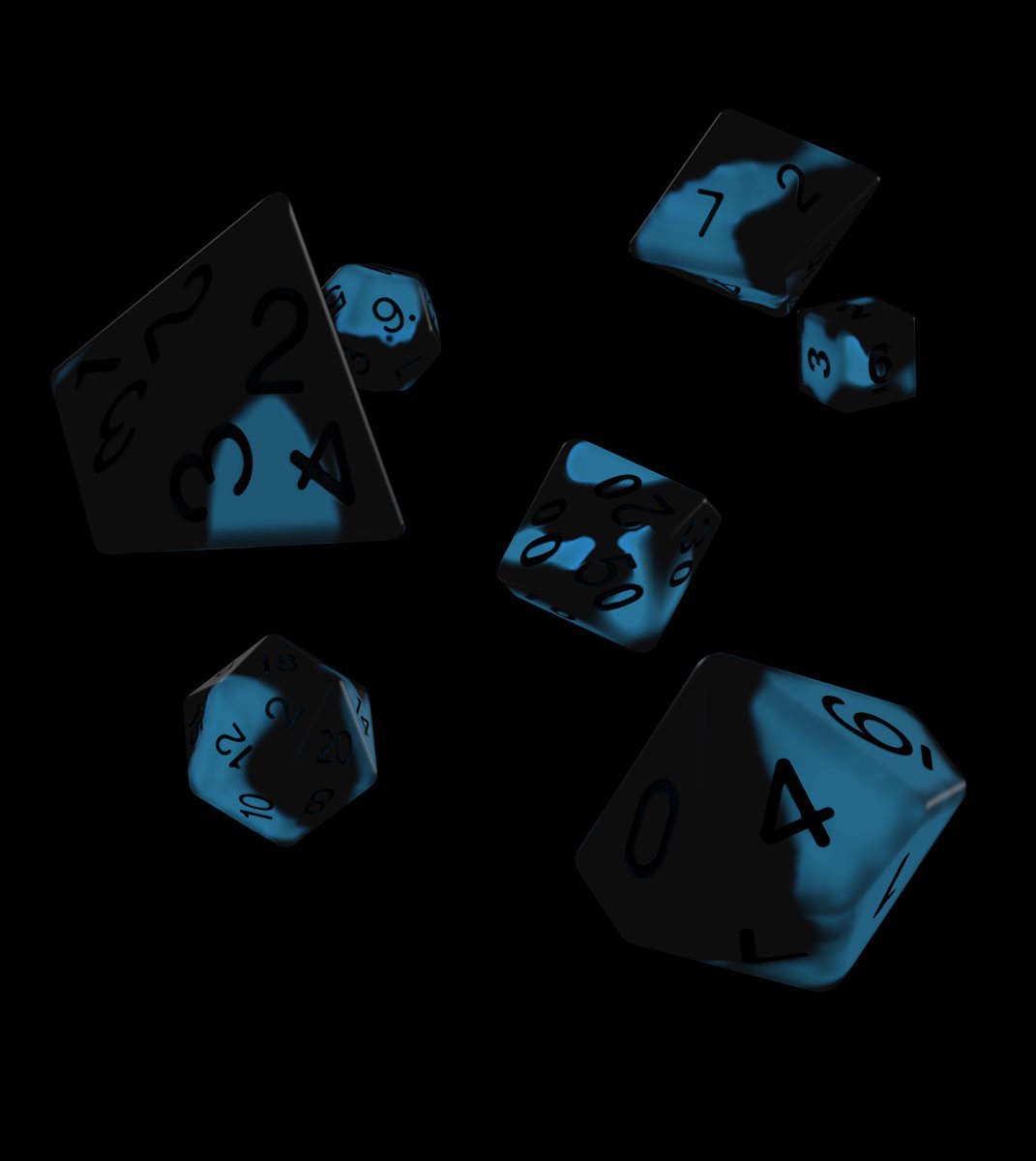 Oakie Doakie Dice Würfel RPG-Set Glow in the Dark - Deep Ocean (7)
