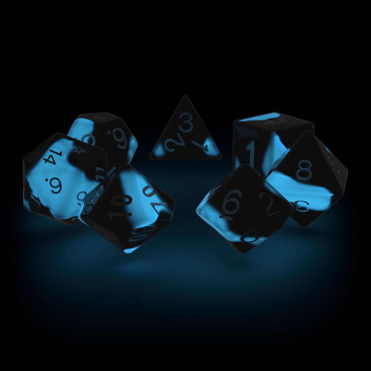 Oakie Doakie Dice Würfel RPG-Set Glow in the Dark - Deep Ocean (7)