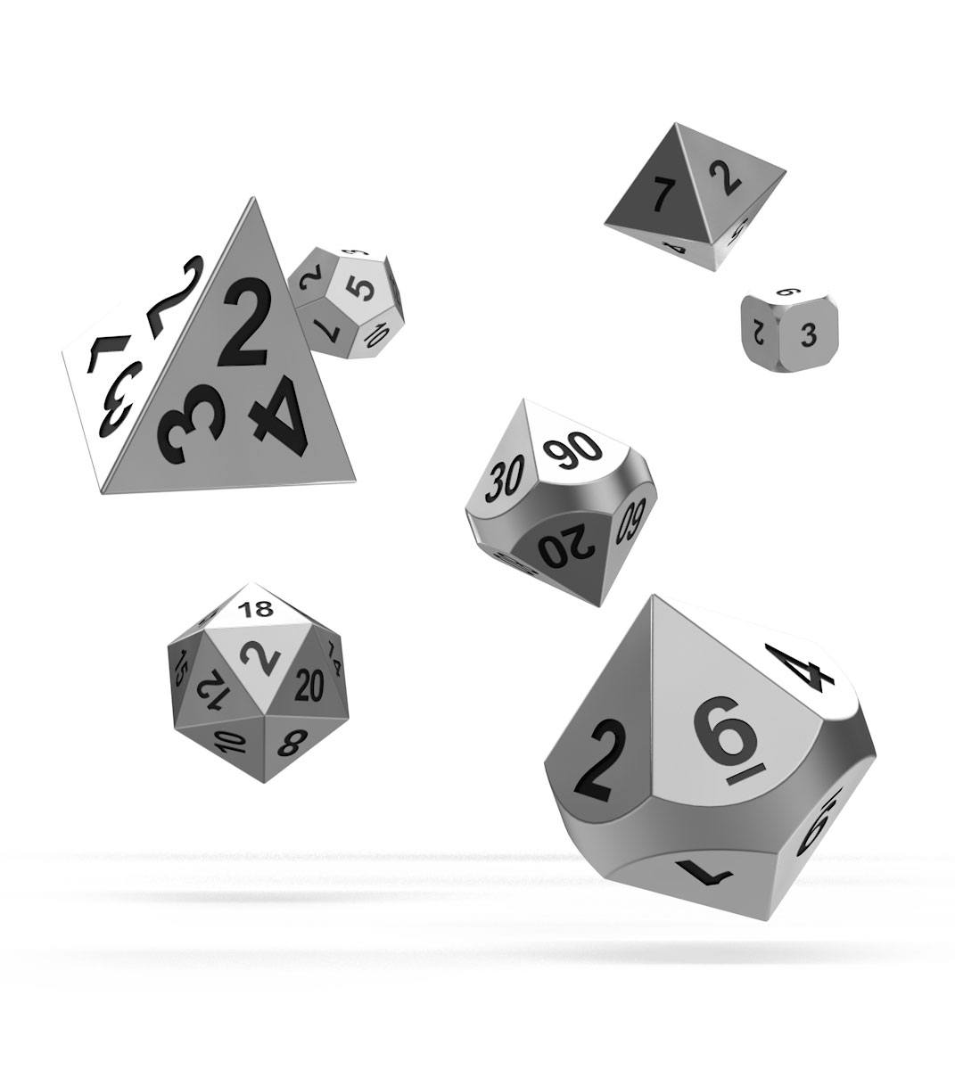 Oakie Doakie Dice Würfel RPG-Set Metal Dice - Mercury (7)