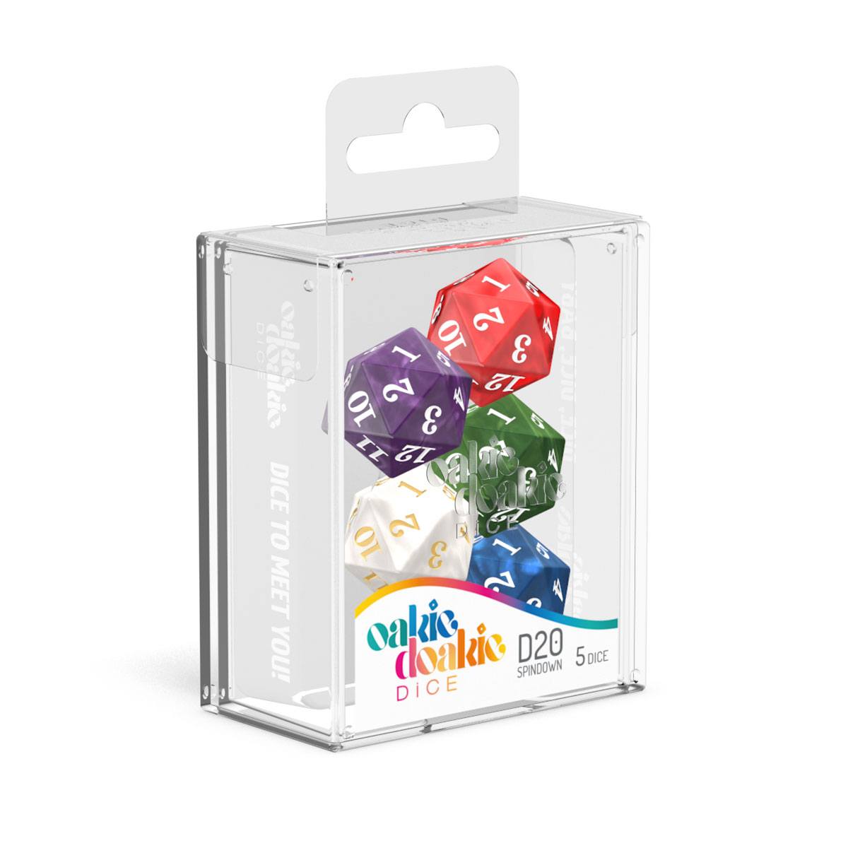 Oakie Doakie Dice W20 Spindown-Würfel Set Marble (5)