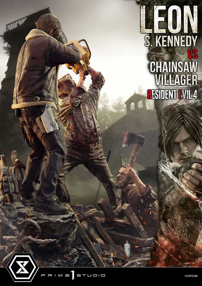 Resident Evil 4 Ultimate Premium Masterline Series Statue 1/4 Leon S. Kennedy vs. Chainsaw Villager Bonus Ver. 76 cm         