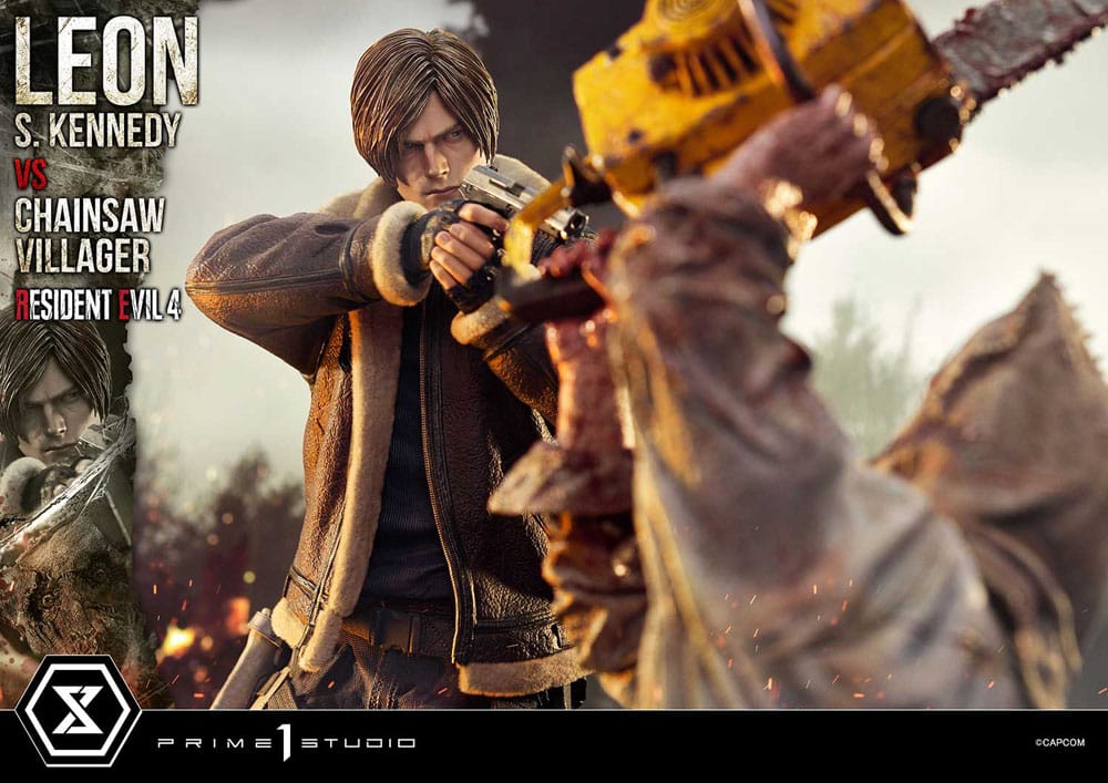 Resident Evil 4 Ultimate Premium Masterline Series Statue 1/4 Leon S. Kennedy vs. Chainsaw Villager Bonus Ver. 76 cm         