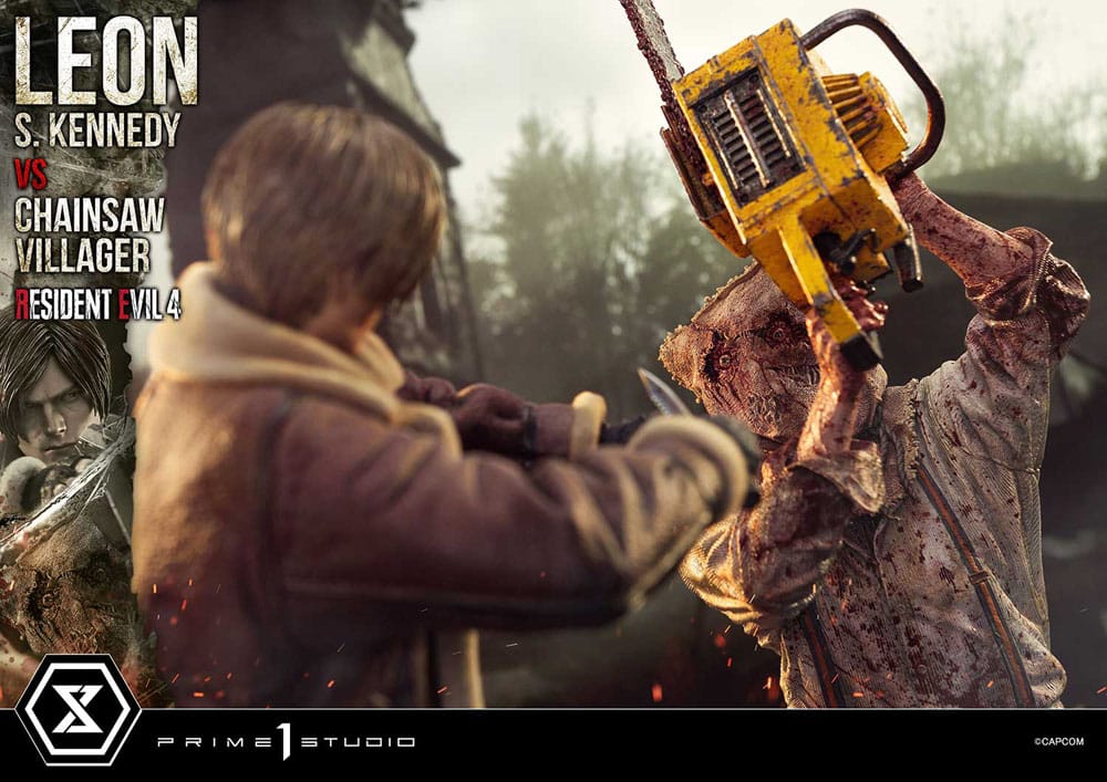 Resident Evil 4 Ultimate Premium Masterline Series Statue 1/4 Leon S. Kennedy vs. Chainsaw Villager Bonus Ver. 76 cm         