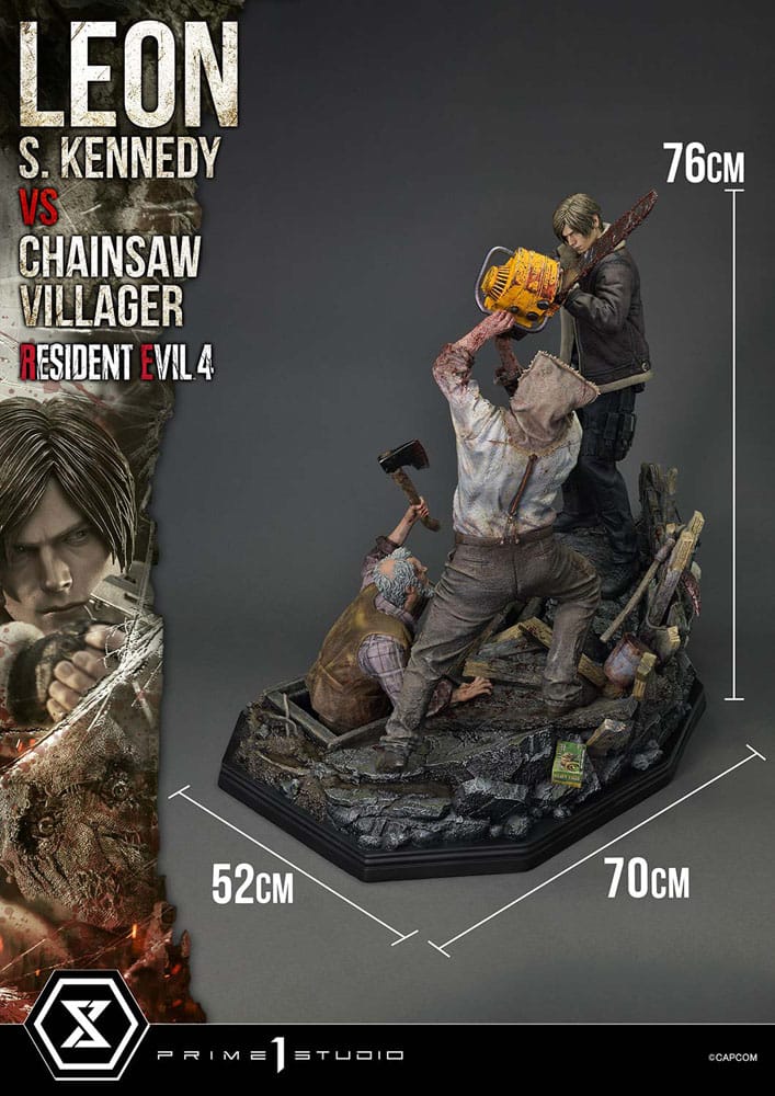 Resident Evil 4 Ultimate Premium Masterline Series Statue 1/4 Leon S. Kennedy vs. Chainsaw Villager Bonus Ver. 76 cm         