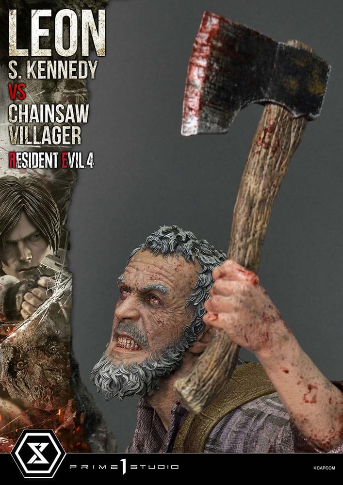 Resident Evil 4 Ultimate Premium Masterline Series Statue 1/4 Leon S. Kennedy vs. Chainsaw Villager 76 cm               