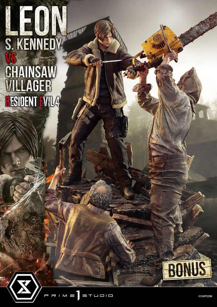 Resident Evil 4 Ultimate Premium Masterline Series Statue 1/4 Leon S. Kennedy vs. Chainsaw Villager Bonus Ver. 76 cm         