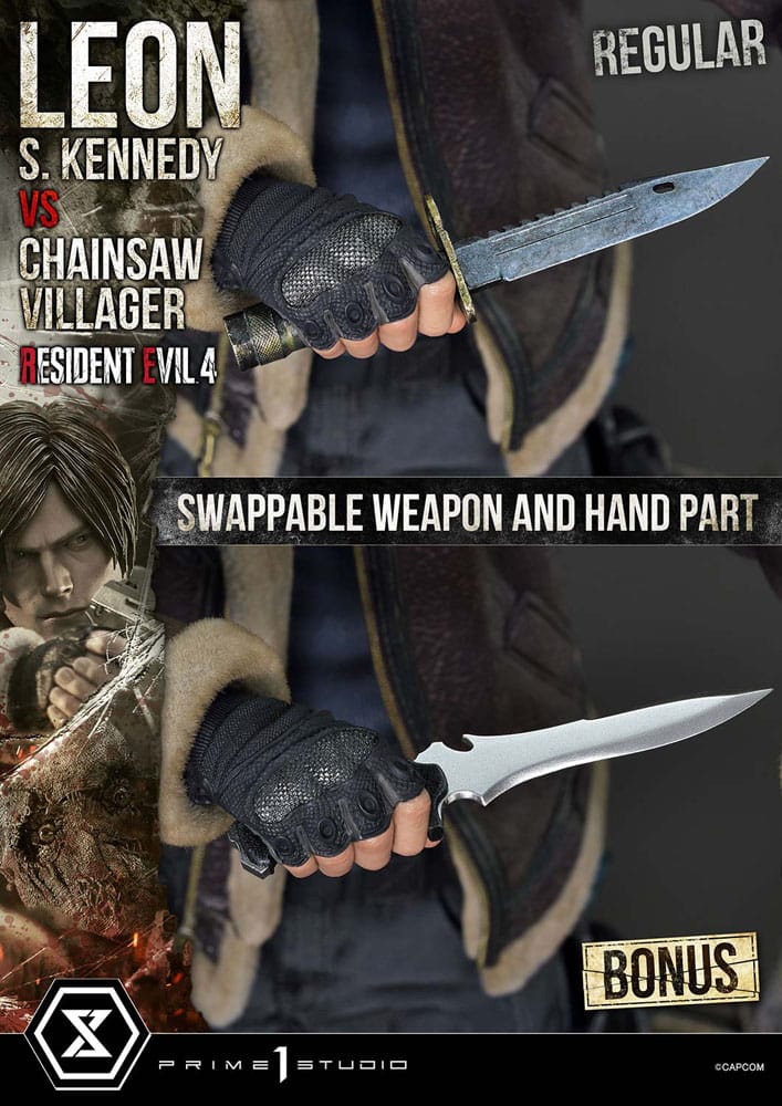 Resident Evil 4 Ultimate Premium Masterline Series Statue 1/4 Leon S. Kennedy vs. Chainsaw Villager Bonus Ver. 76 cm         