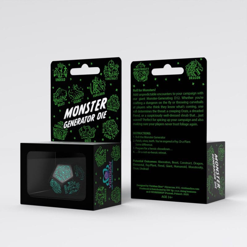 Viridian Würfel Jumbo Würfel Monster Generator Die D12 Schwarz