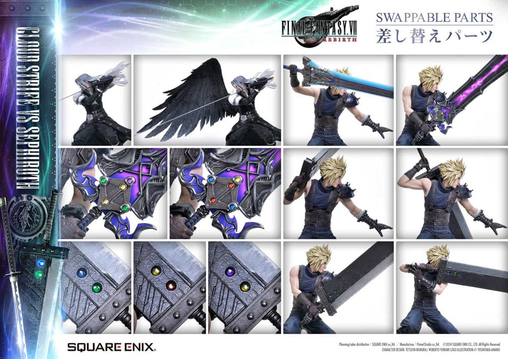 Final Fantasy VII Rebirth Masterline Statuen 2er-Pack 1/4 Cloud Strife vs Sephiroth 69 cm