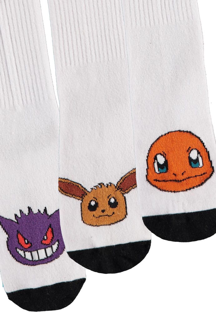 Pokémon Socks 3-Pack Heads Black & White 39-42