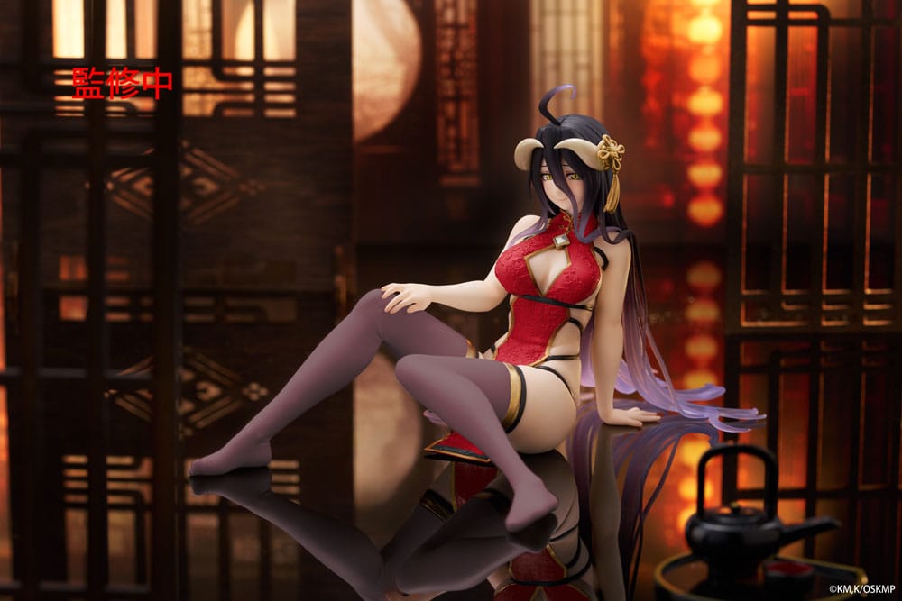 Overlord PVC Statue Desktop Cute Figure Albedo Chinese Dress Ver. Renewal 13 cm 