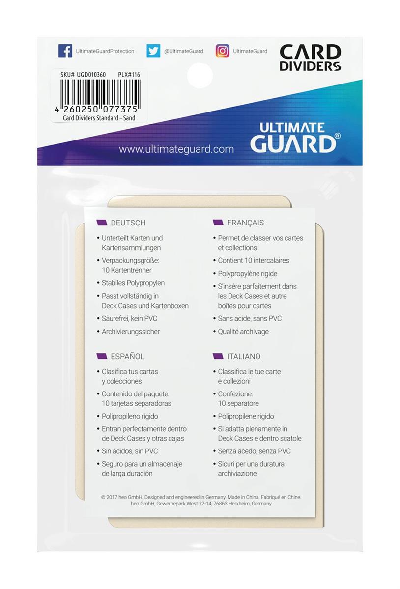 Ultimate Guard Card Dividers Standard Size Sand (10)