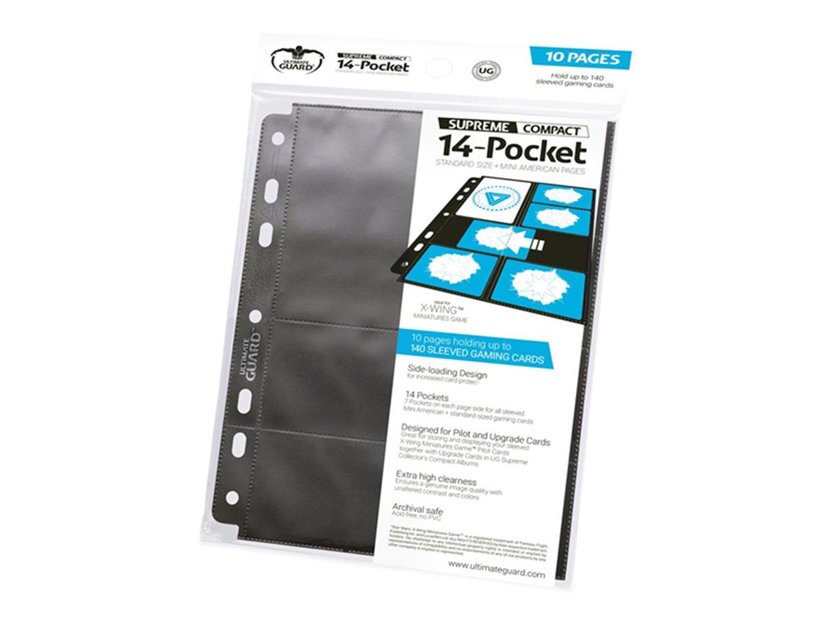 Ultimate Guard 14-Pocket Compact Pages Standardgröße & Mini American Schwarz (10)