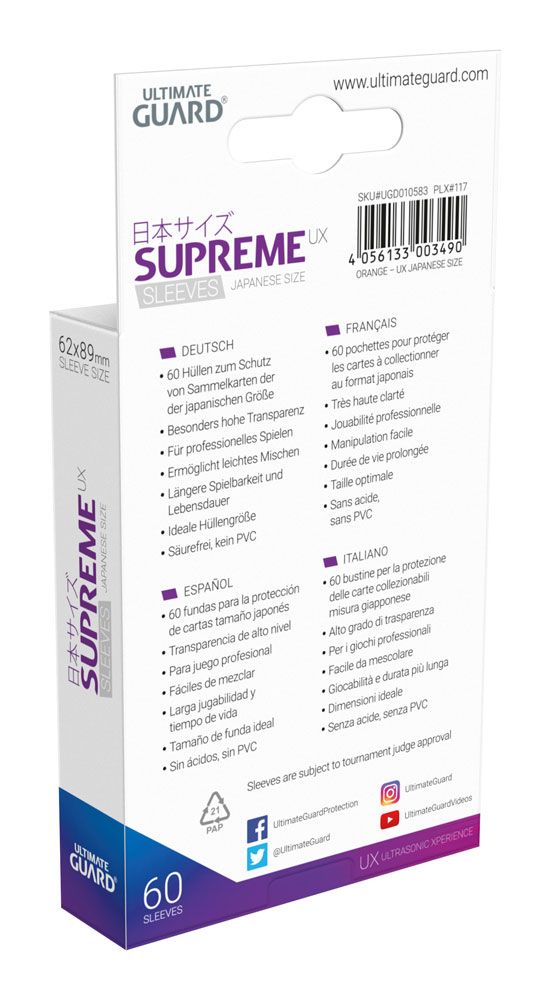 Ultimate Guard Supreme UX Sleeves Japanese Size Orange (60)