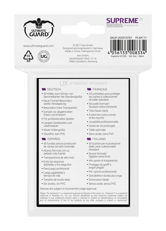 Ultimate Guard Supreme UX Sleeves Standardgröße Schwarz (50)