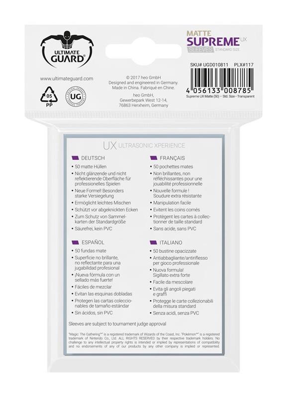 Ultimate Guard Supreme UX Sleeves Standardgröße Matt Transparent (50)