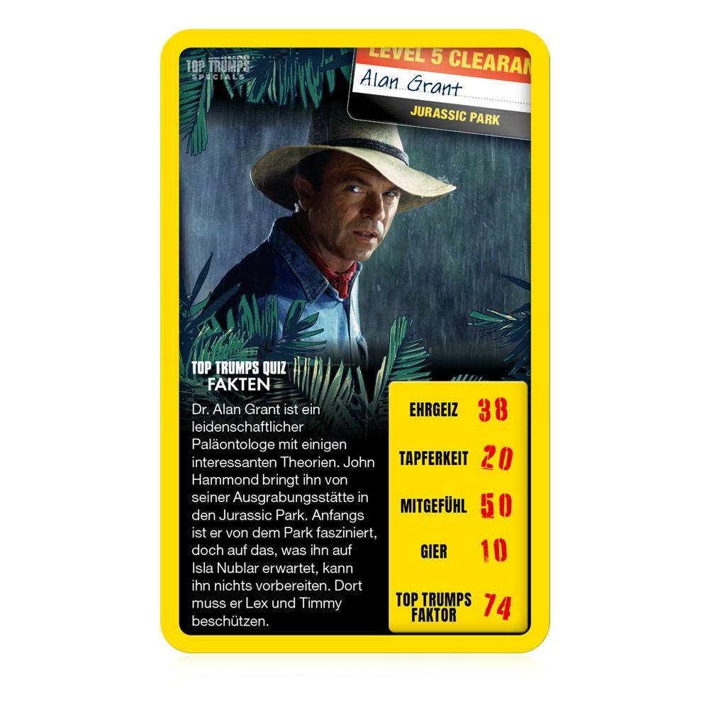 Jurassic Park Card Game Top Trumps Quiz (GER)